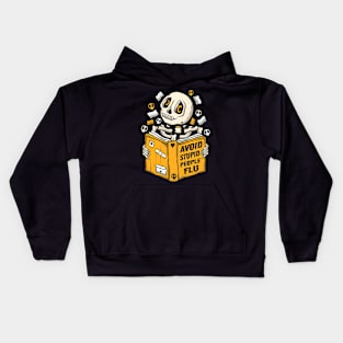 Skeleton Reading a Book - Avoid Stupid People Flu -  One More Chapter Kids Hoodie